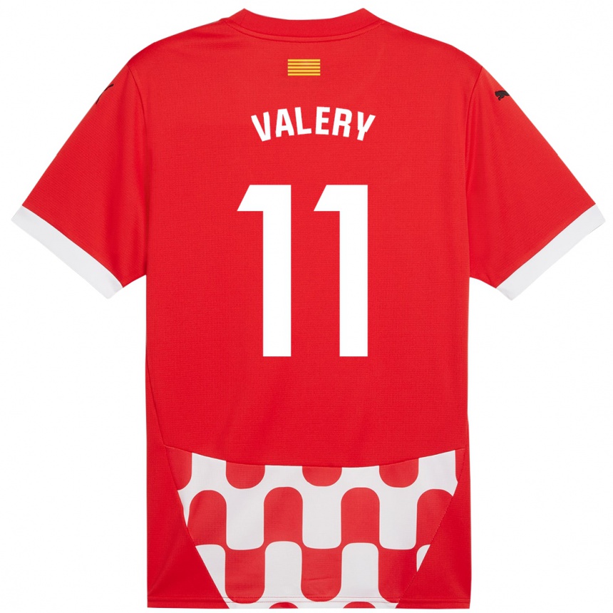 Niño Fútbol Camiseta Valery Fernández #11 Rojo Blanco 1ª Equipación 2024/25