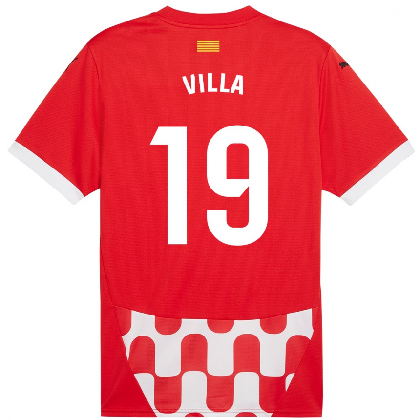 Niño Fútbol Camiseta Toni Villa #19 Rojo Blanco 1ª Equipación 2024/25