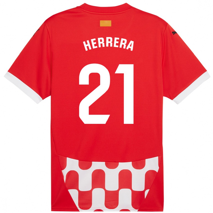 Niño Fútbol Camiseta Yangel Herrera #21 Rojo Blanco 1ª Equipación 2024/25