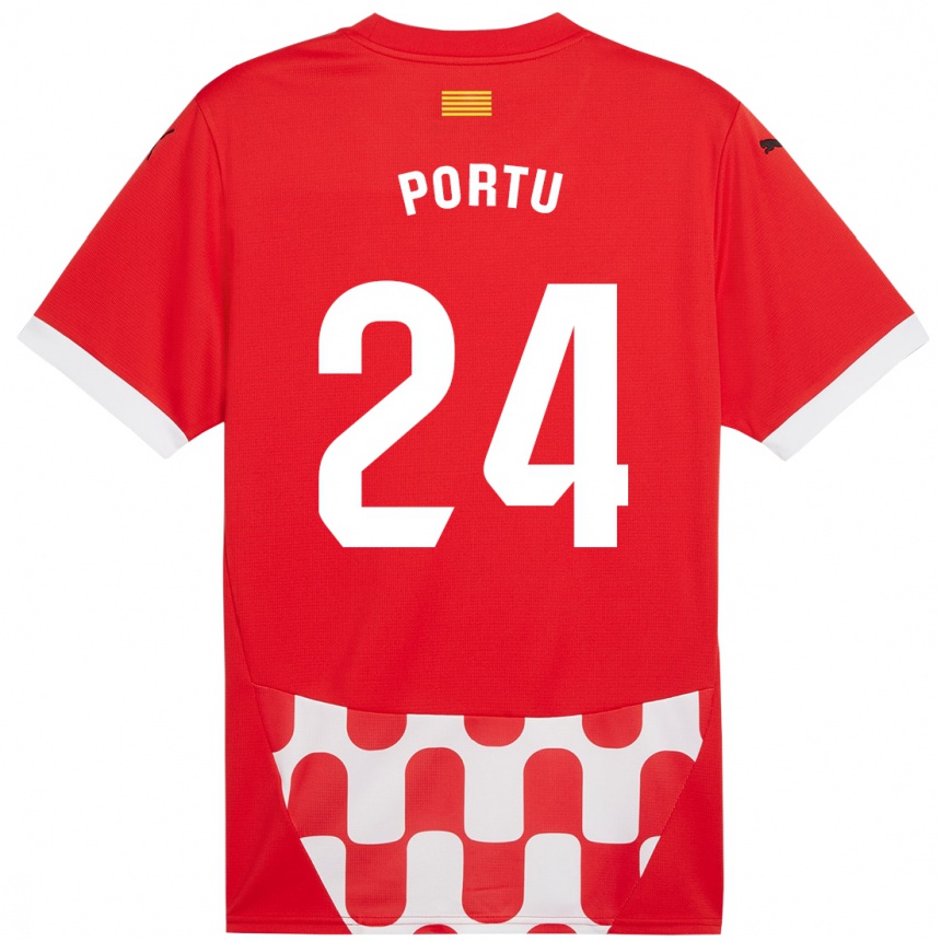 Niño Fútbol Camiseta Portu #24 Rojo Blanco 1ª Equipación 2024/25