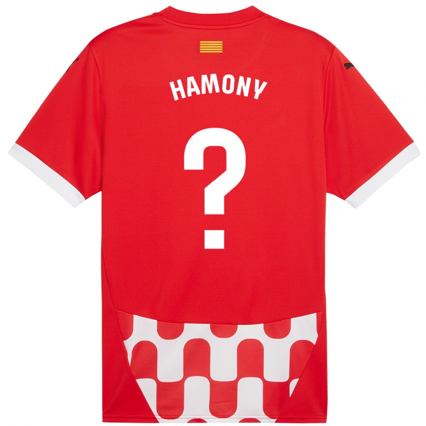 Niño Fútbol Camiseta Mohammed Hamony #0 Rojo Blanco 1ª Equipación 2024/25