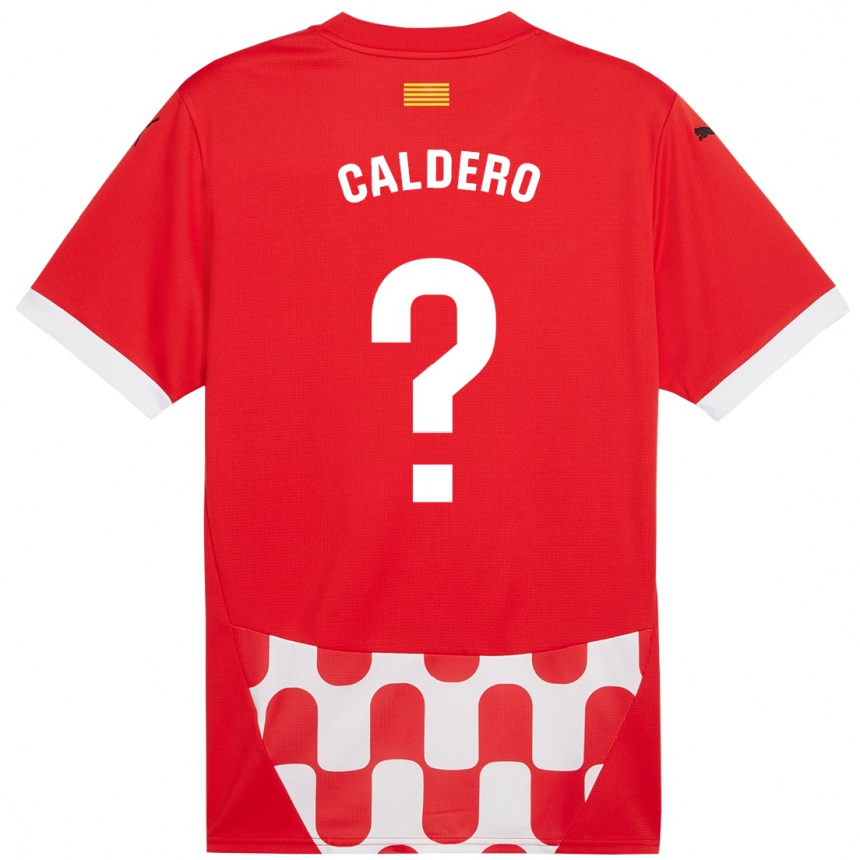 Niño Fútbol Camiseta Nil Caldero #0 Rojo Blanco 1ª Equipación 2024/25