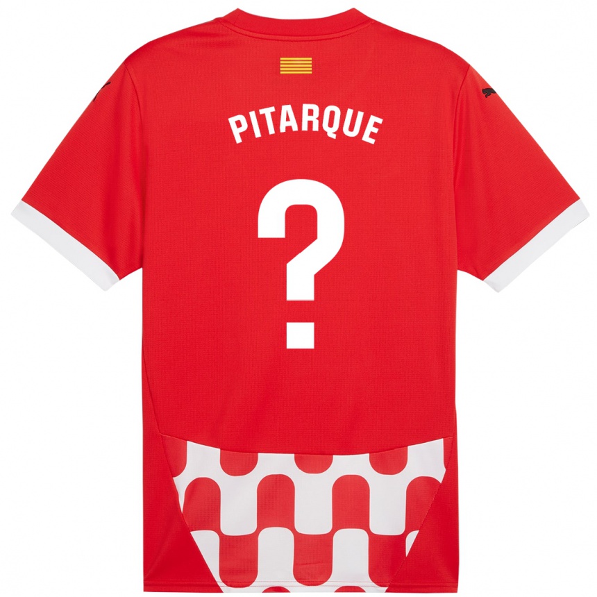 Niño Fútbol Camiseta Víctor Pitarque #0 Rojo Blanco 1ª Equipación 2024/25