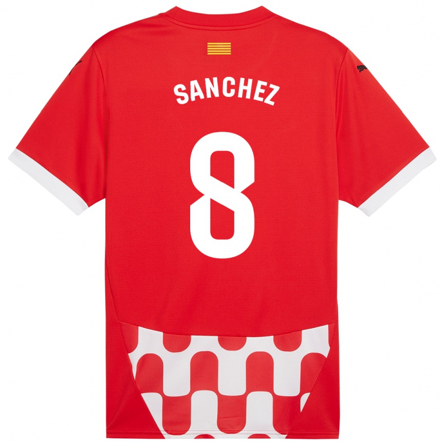 Niño Fútbol Camiseta Miguel Ángel Sánchez #8 Rojo Blanco 1ª Equipación 2024/25