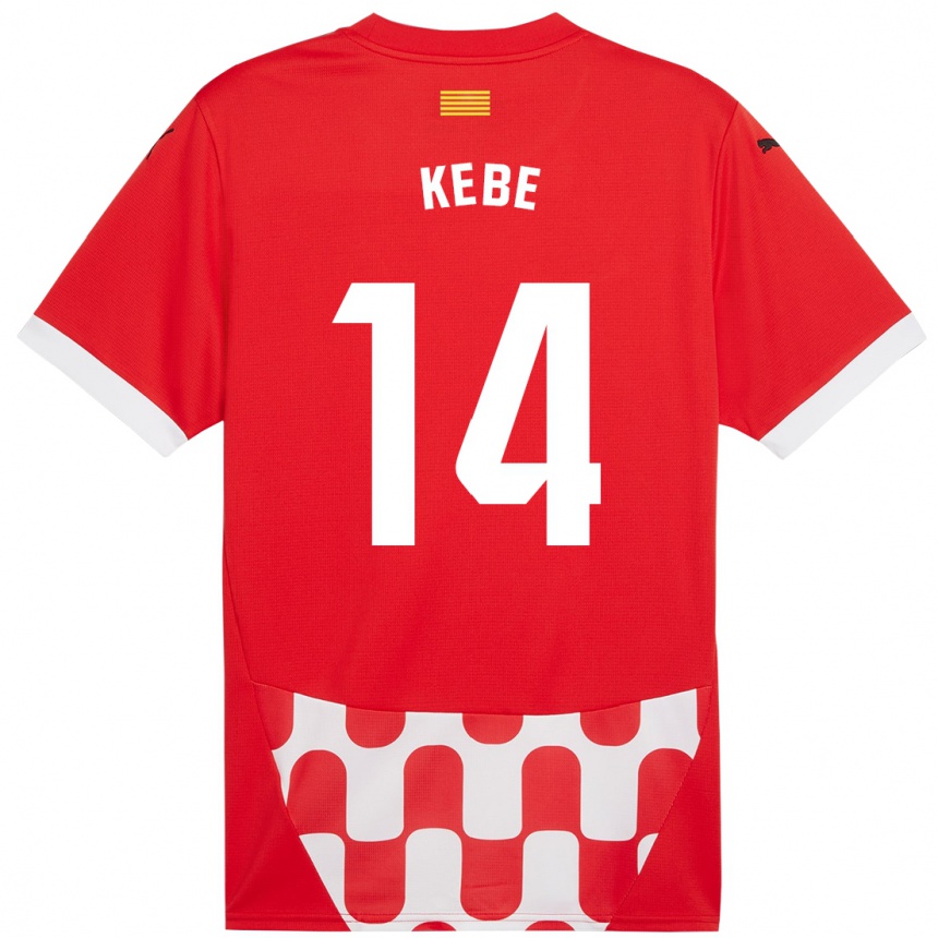 Niño Fútbol Camiseta Moussa Kébé #14 Rojo Blanco 1ª Equipación 2024/25