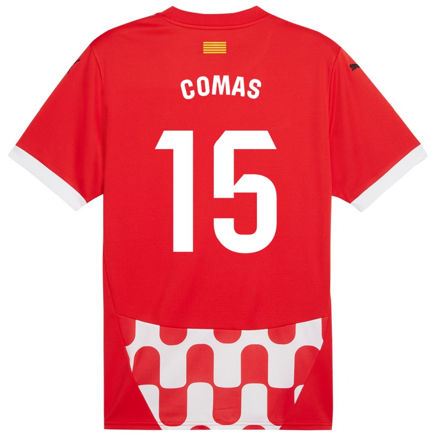 Niño Fútbol Camiseta Oriol Comas #15 Rojo Blanco 1ª Equipación 2024/25