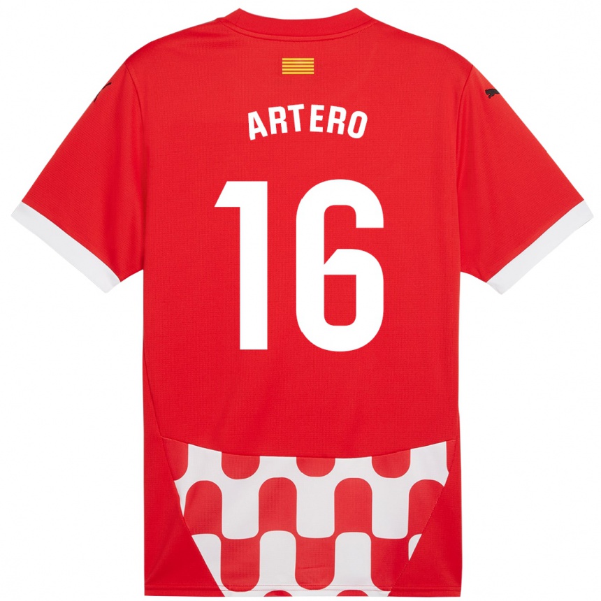 Niño Fútbol Camiseta Ricard Artero #16 Rojo Blanco 1ª Equipación 2024/25