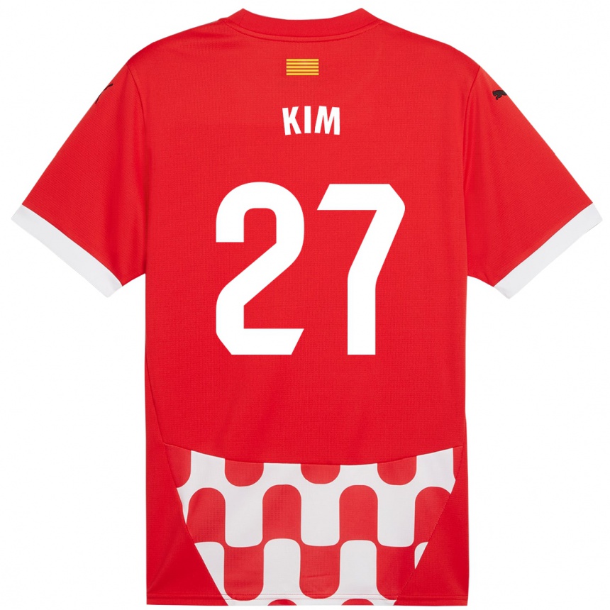 Niño Fútbol Camiseta Min-Su Kim #27 Rojo Blanco 1ª Equipación 2024/25