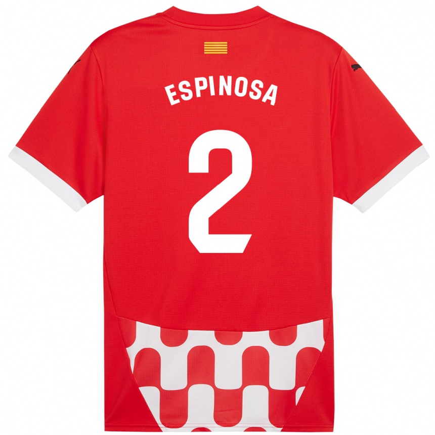 Niño Fútbol Camiseta Bernardo Espinosa #2 Rojo Blanco 1ª Equipación 2024/25