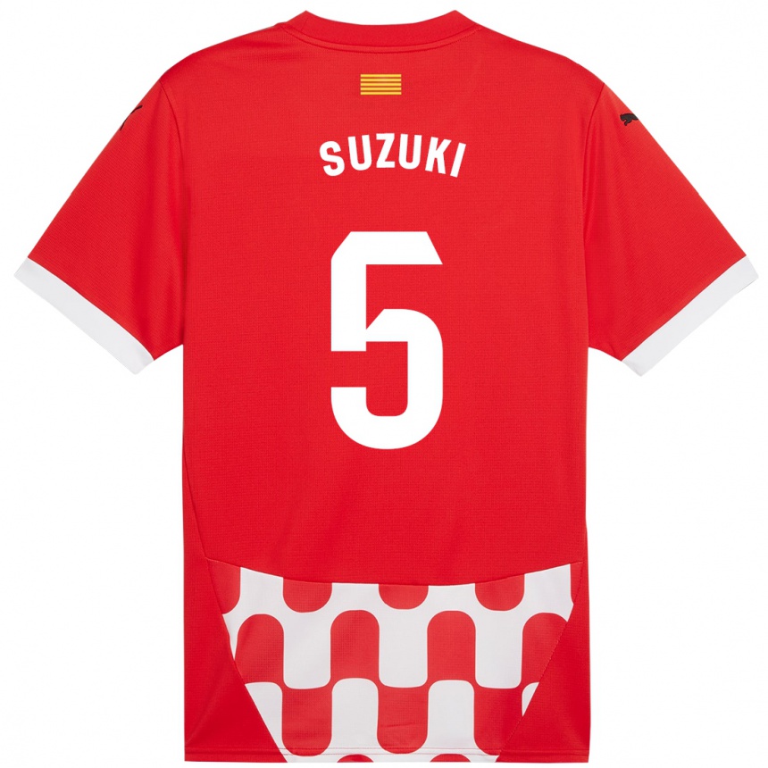 Niño Fútbol Camiseta Wadi Ibrahim Suzuki #5 Rojo Blanco 1ª Equipación 2024/25