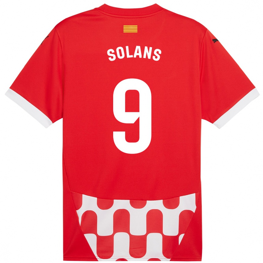 Niño Fútbol Camiseta Sergi Solans #9 Rojo Blanco 1ª Equipación 2024/25