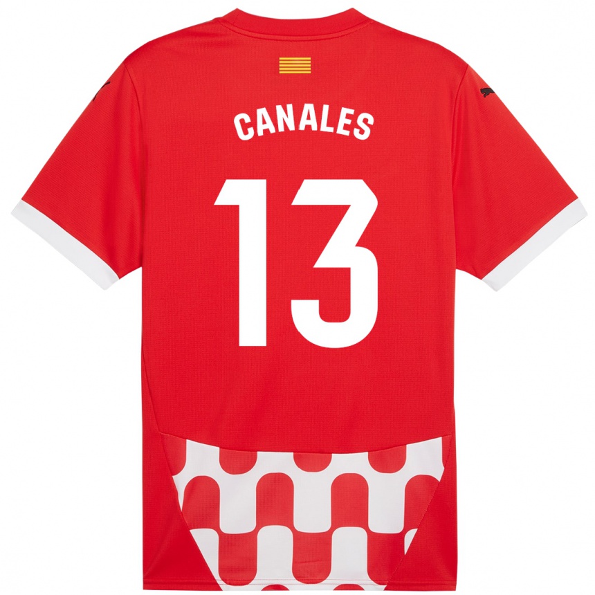 Niño Fútbol Camiseta Juanvi Canales #13 Rojo Blanco 1ª Equipación 2024/25