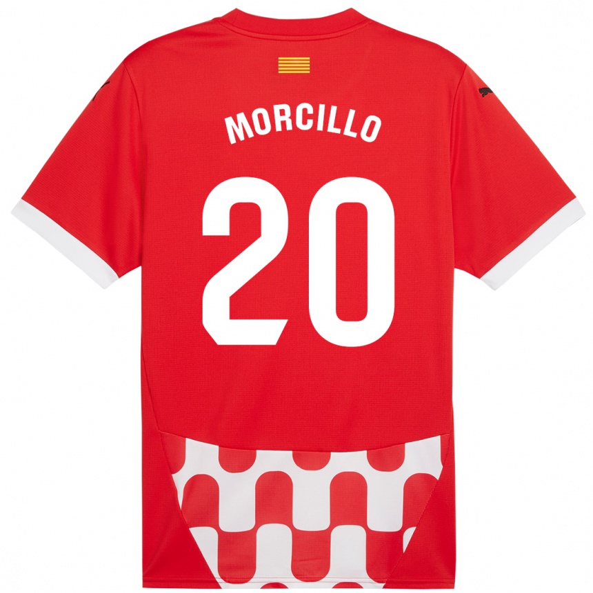 Niño Fútbol Camiseta Luis Morcillo #20 Rojo Blanco 1ª Equipación 2024/25