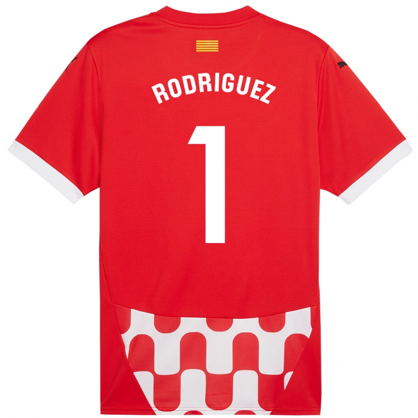 Niño Fútbol Camiseta Maria Rodríguez #1 Rojo Blanco 1ª Equipación 2024/25