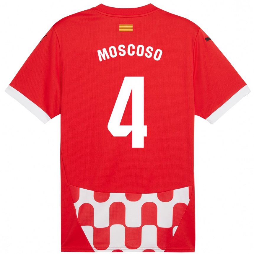 Niño Fútbol Camiseta Miriam Moscoso #4 Rojo Blanco 1ª Equipación 2024/25