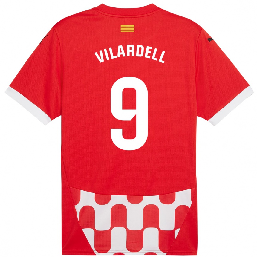 Niño Fútbol Camiseta Júlia Vilardell #9 Rojo Blanco 1ª Equipación 2024/25