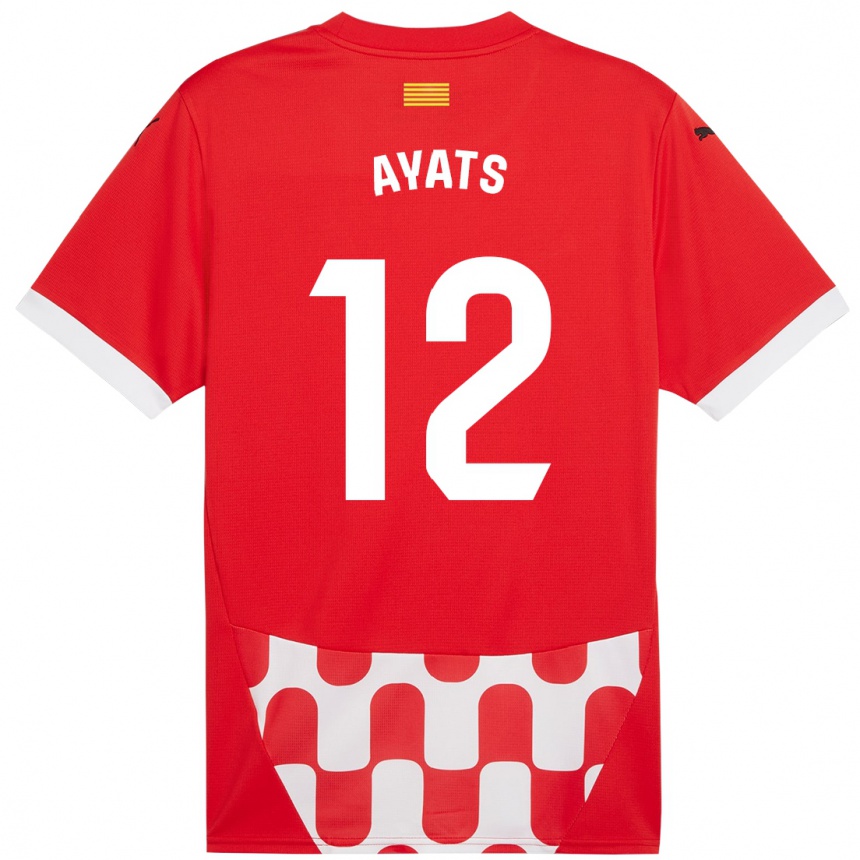 Niño Fútbol Camiseta Mònica Ayats #12 Rojo Blanco 1ª Equipación 2024/25