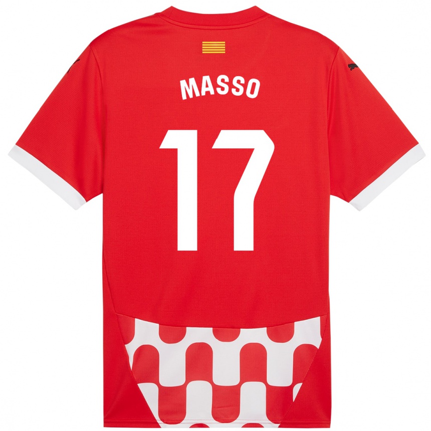 Niño Fútbol Camiseta Ainoa Massó #17 Rojo Blanco 1ª Equipación 2024/25