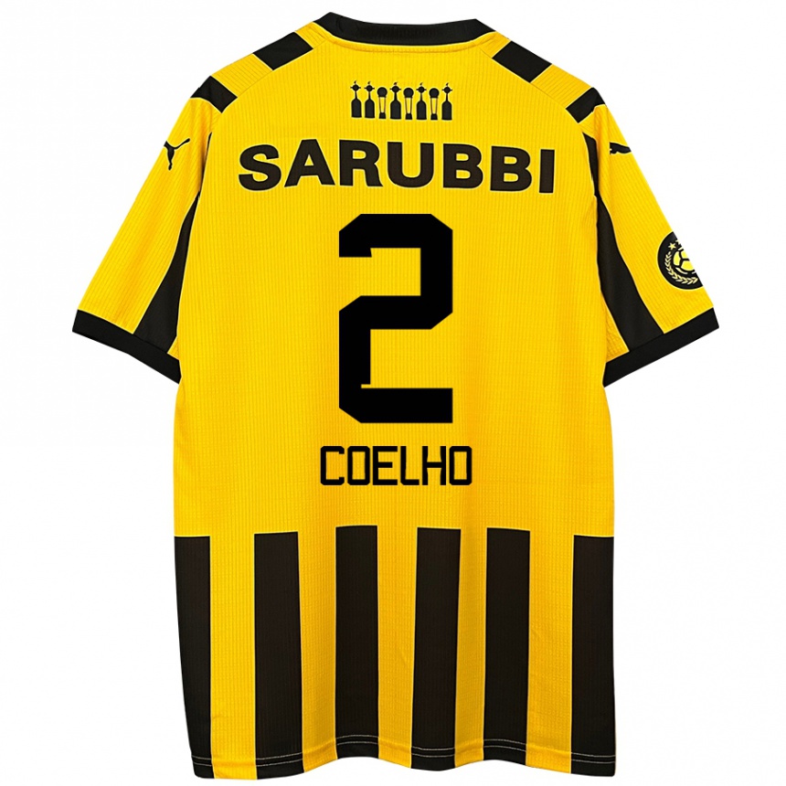 Niño Fútbol Camiseta Léo Coelho #2 Amarillo Negro 1ª Equipación 2024/25