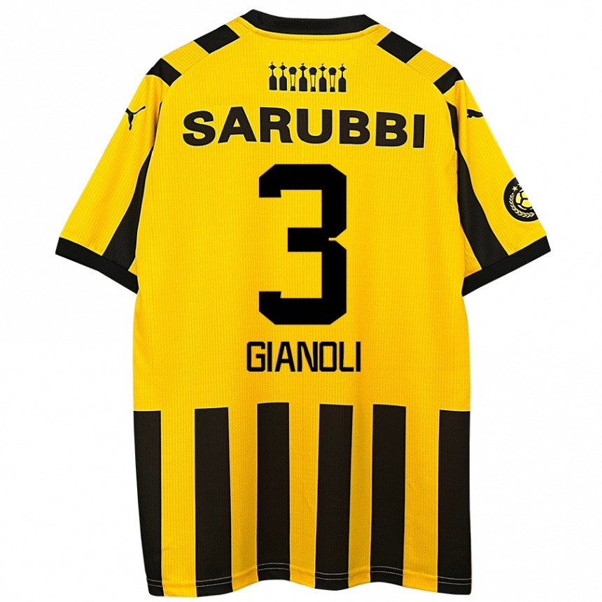 Niño Fútbol Camiseta Martín Gianoli #3 Amarillo Negro 1ª Equipación 2024/25