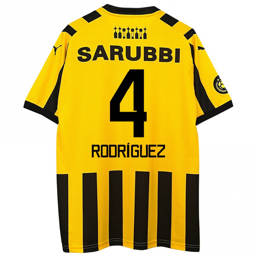 Niño Fútbol Camiseta Guzmán Rodríguez #4 Amarillo Negro 1ª Equipación 2024/25