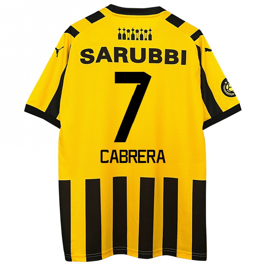 Niño Fútbol Camiseta Javier Cabrera #7 Amarillo Negro 1ª Equipación 2024/25