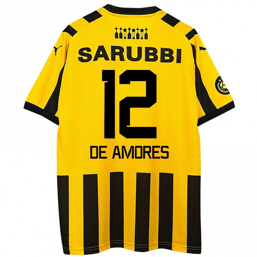 Niño Fútbol Camiseta Guillermo De Amores #12 Amarillo Negro 1ª Equipación 2024/25