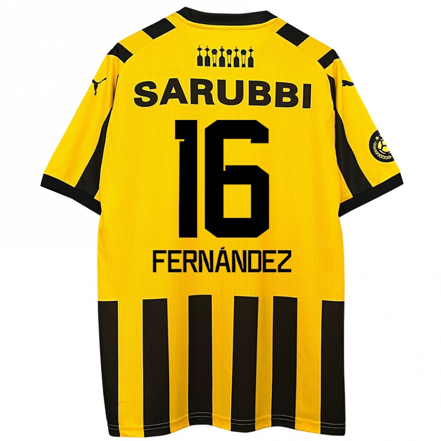 Niño Fútbol Camiseta Adrián Fernández #16 Amarillo Negro 1ª Equipación 2024/25