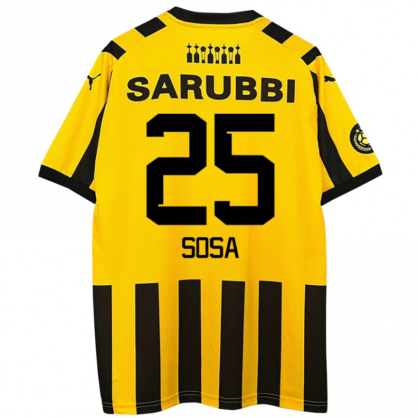 Niño Fútbol Camiseta Ignacio Sosa #25 Amarillo Negro 1ª Equipación 2024/25