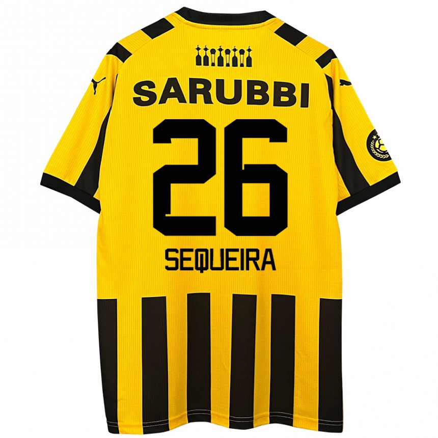 Niño Fútbol Camiseta Leonardo Sequeira #26 Amarillo Negro 1ª Equipación 2024/25