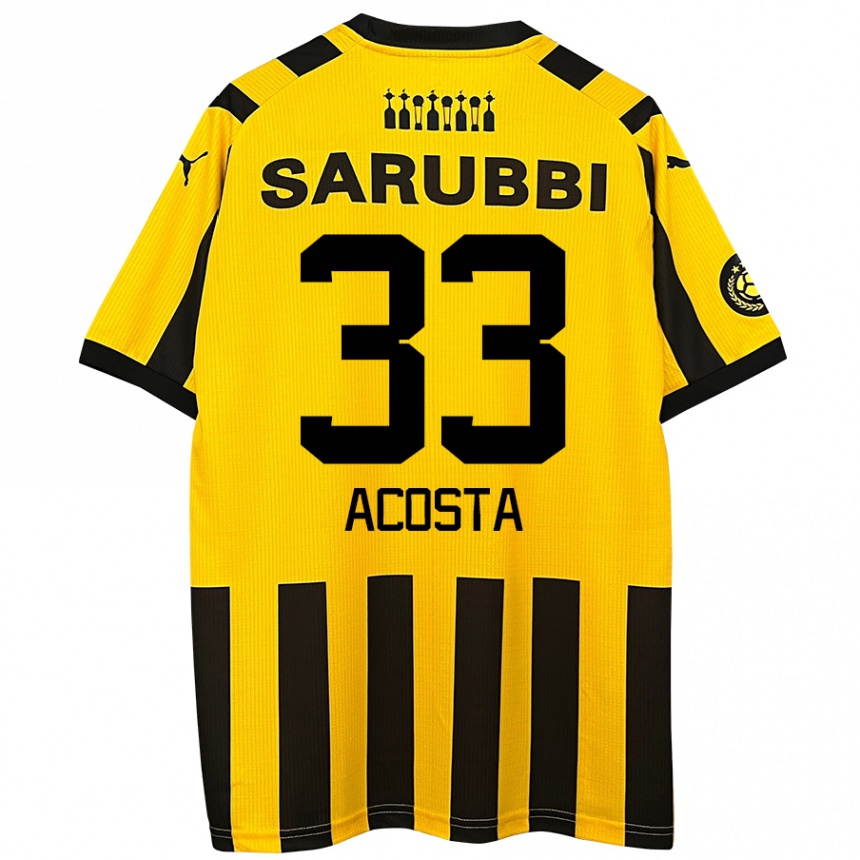 Niño Fútbol Camiseta Nahuel Acosta #33 Amarillo Negro 1ª Equipación 2024/25