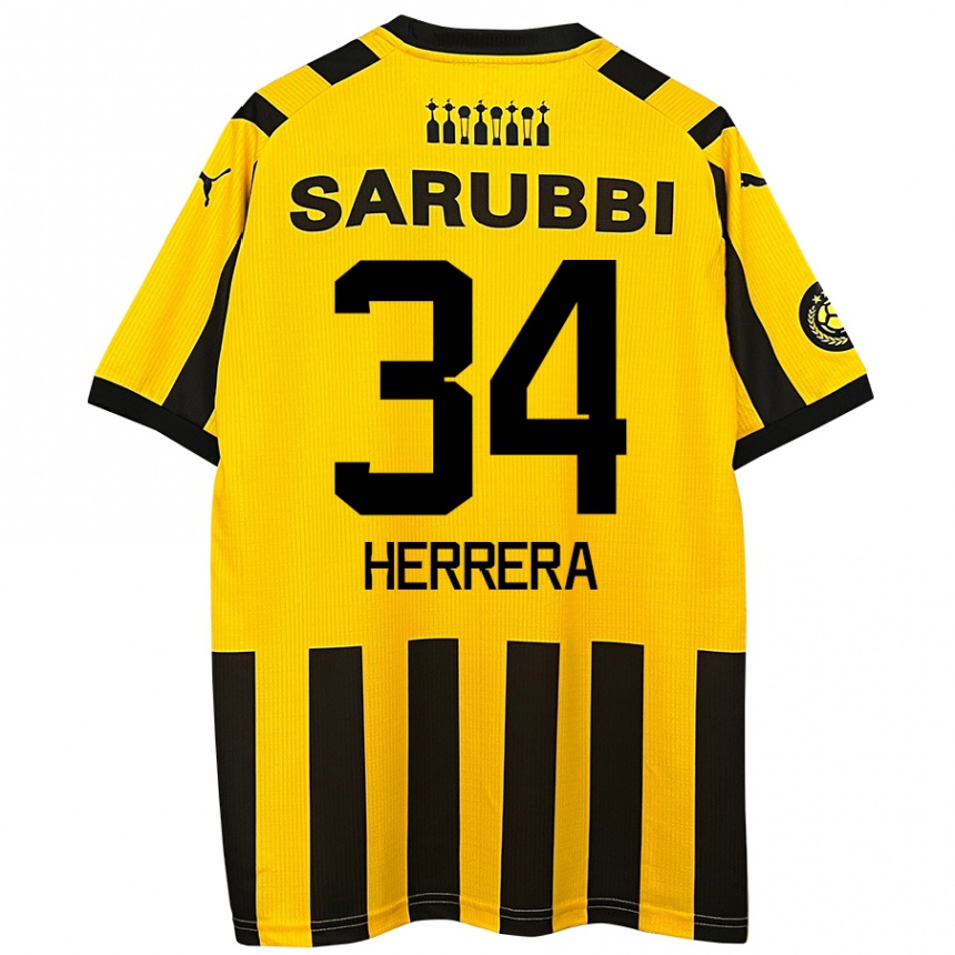 Niño Fútbol Camiseta Nahuel Herrera #34 Amarillo Negro 1ª Equipación 2024/25