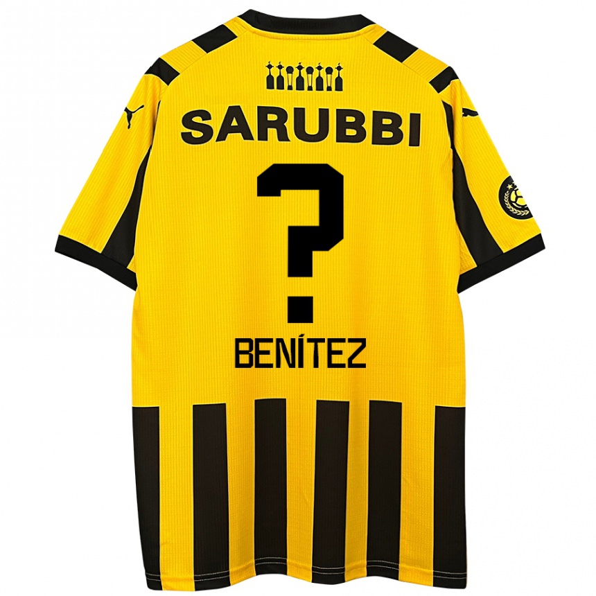 Niño Fútbol Camiseta Santiago Benítez #0 Amarillo Negro 1ª Equipación 2024/25