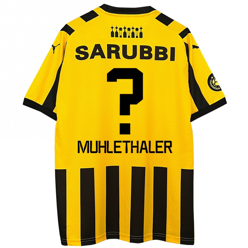 Niño Fútbol Camiseta Stiven Muhlethaler #0 Amarillo Negro 1ª Equipación 2024/25