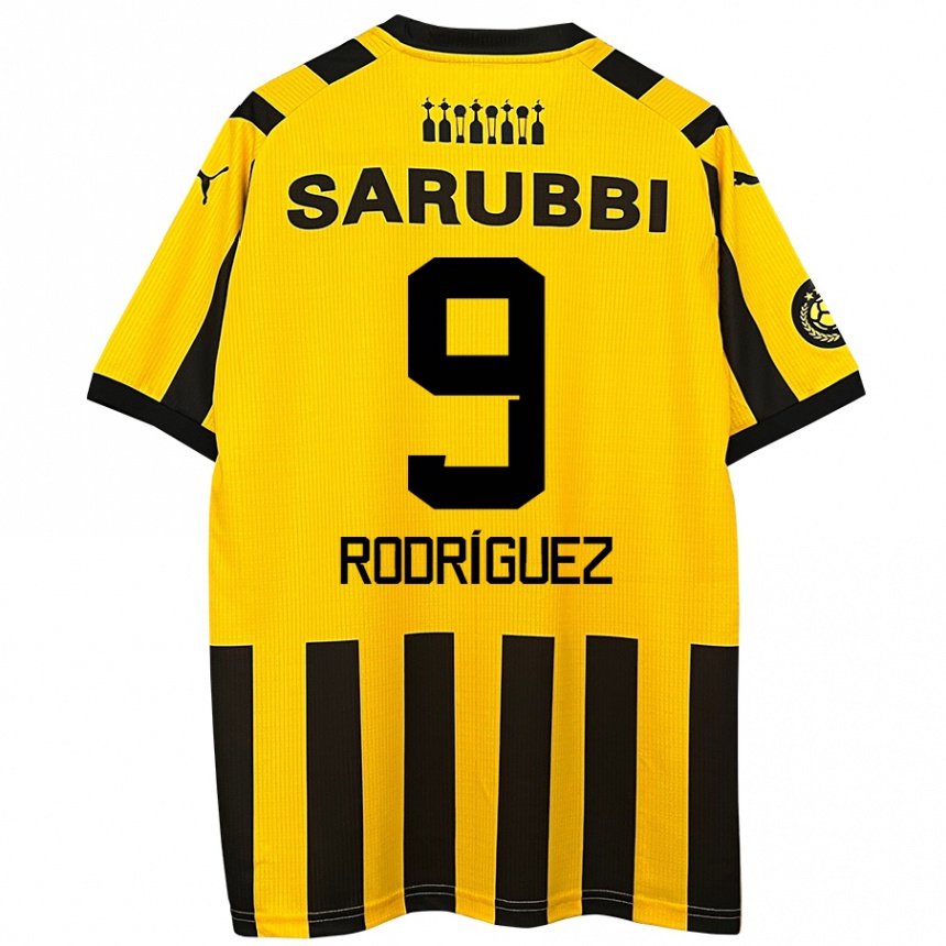 Niño Fútbol Camiseta Agustín Rodríguez #9 Amarillo Negro 1ª Equipación 2024/25