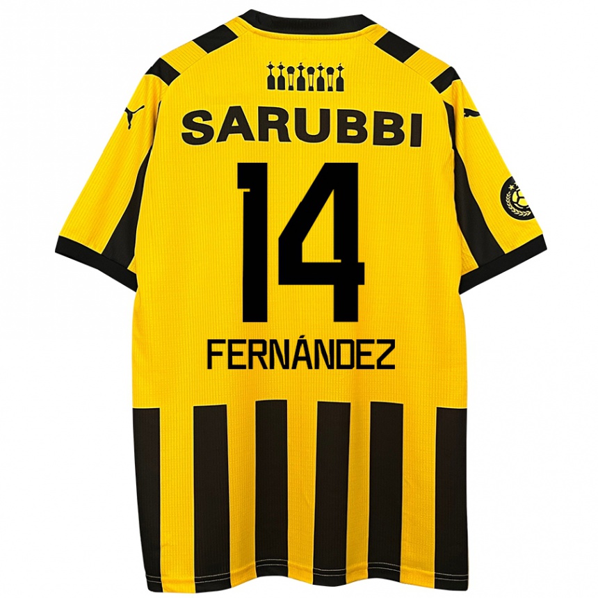 Niño Fútbol Camiseta Faustino Fernández #14 Amarillo Negro 1ª Equipación 2024/25