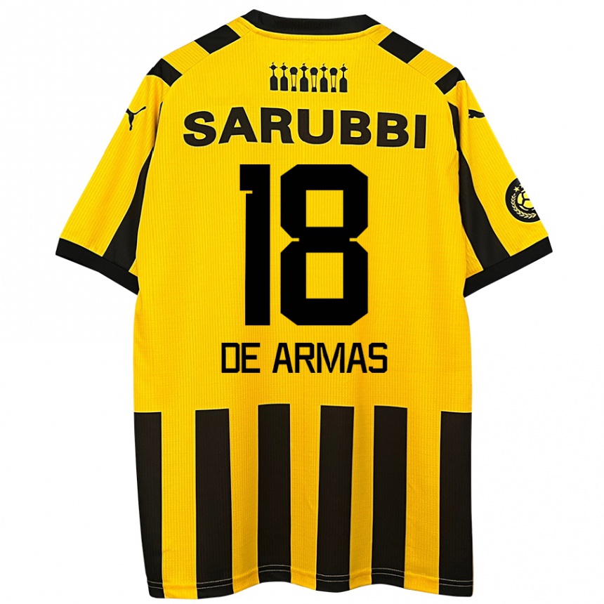 Niño Fútbol Camiseta Nahuel De Armas #18 Amarillo Negro 1ª Equipación 2024/25