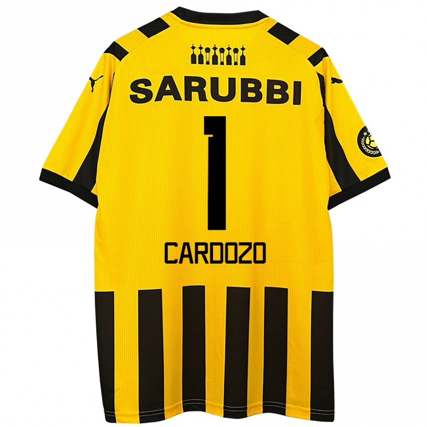 Niño Fútbol Camiseta Thiago Cardozo #1 Amarillo Negro 1ª Equipación 2024/25