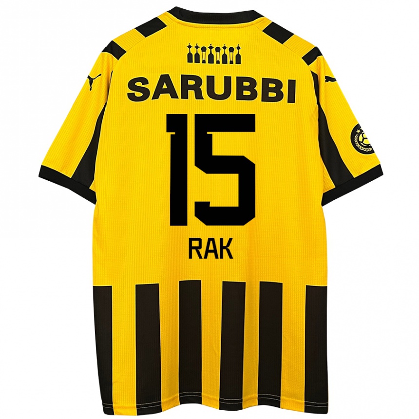 Niño Fútbol Camiseta Yonatthan Rak #15 Amarillo Negro 1ª Equipación 2024/25