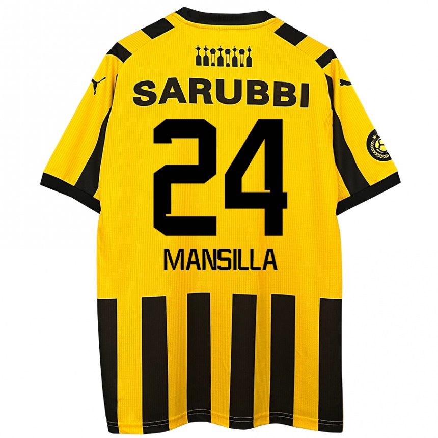 Niño Fútbol Camiseta Brian Mansilla #24 Amarillo Negro 1ª Equipación 2024/25