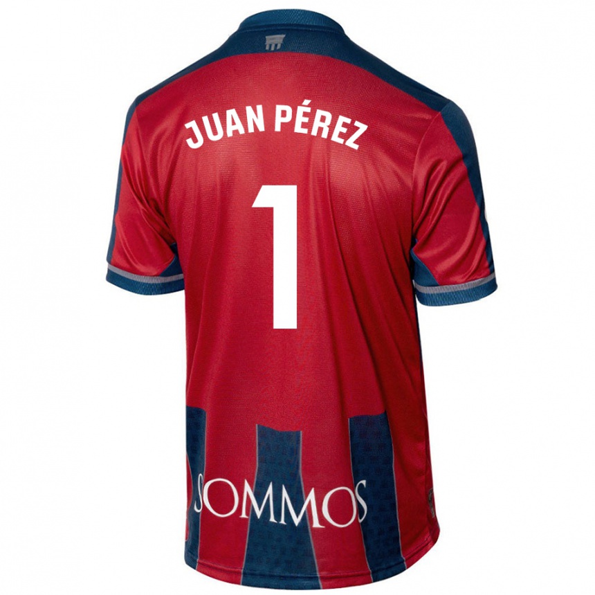 Niño Fútbol Camiseta Juan Pérez #1 Rojo Azul 1ª Equipación 2024/25