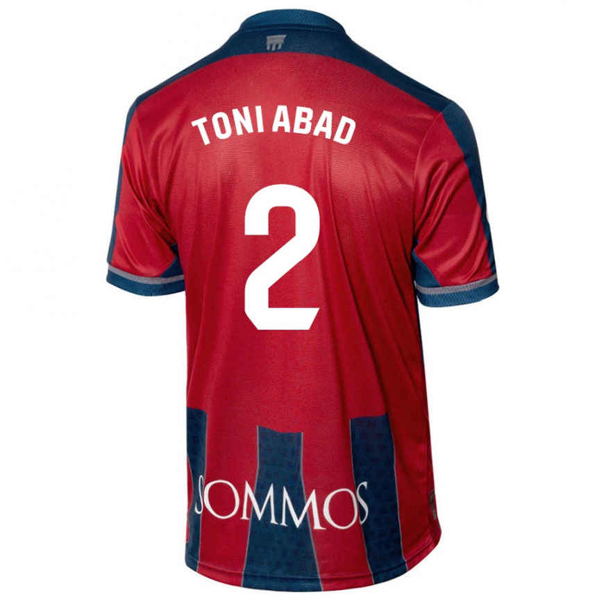 Niño Fútbol Camiseta Toni Abad #2 Rojo Azul 1ª Equipación 2024/25