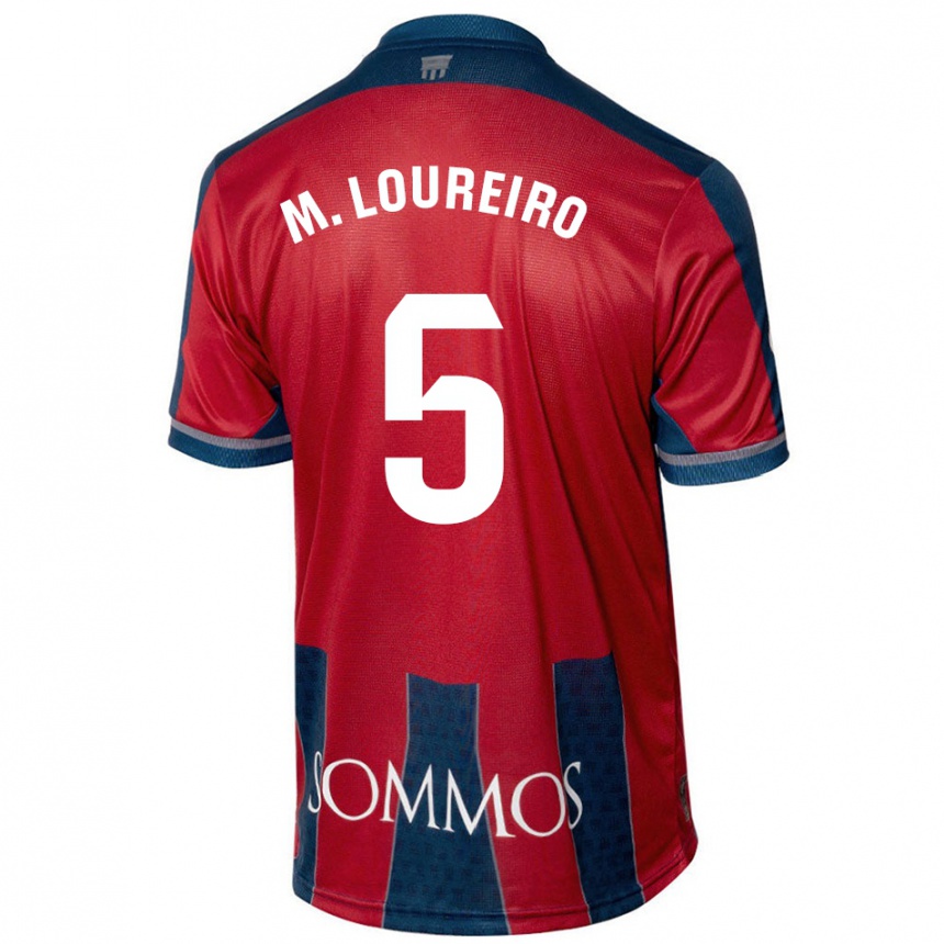 Niño Fútbol Camiseta Miguel Loureiro #5 Rojo Azul 1ª Equipación 2024/25