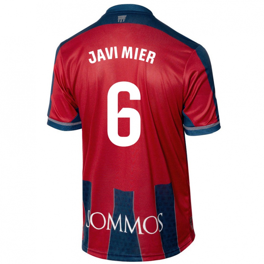 Niño Fútbol Camiseta Javi Mier #6 Rojo Azul 1ª Equipación 2024/25