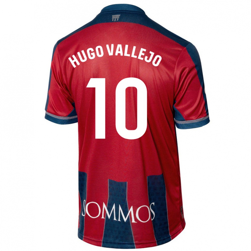 Niño Fútbol Camiseta Hugo Vallejo #10 Rojo Azul 1ª Equipación 2024/25