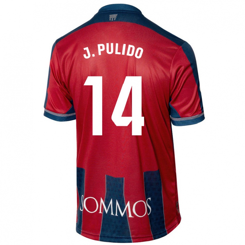 Niño Fútbol Camiseta Jorge Pulido #14 Rojo Azul 1ª Equipación 2024/25