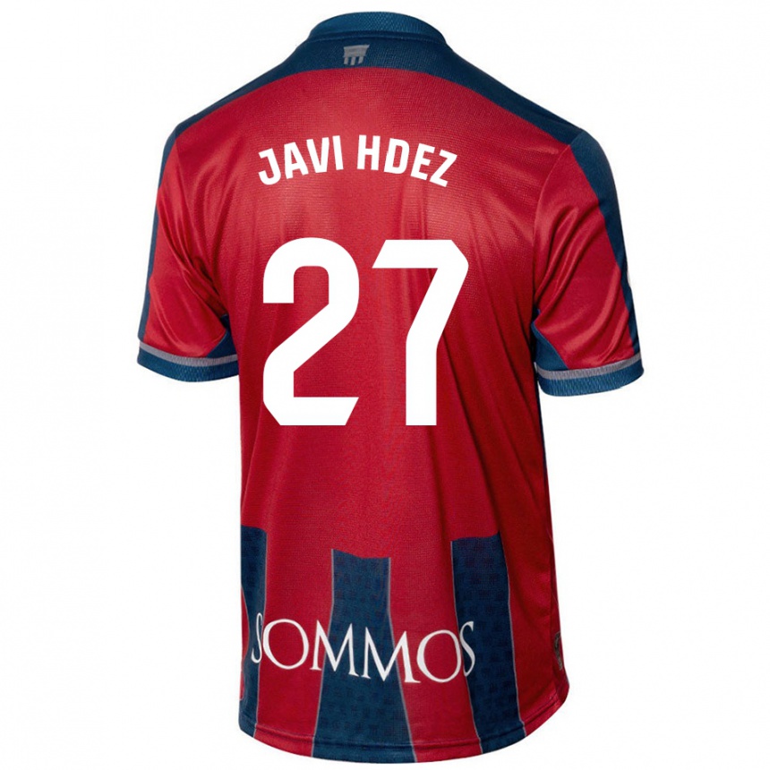 Niño Fútbol Camiseta Javi Hernández #27 Rojo Azul 1ª Equipación 2024/25