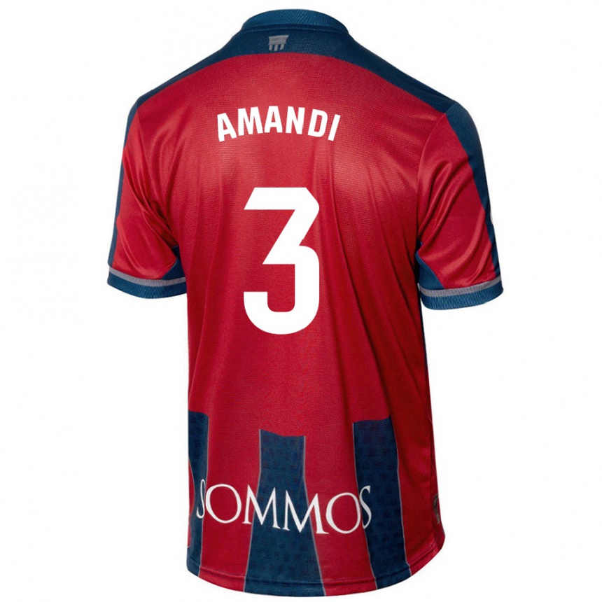 Niño Fútbol Camiseta Iván Amandi #3 Rojo Azul 1ª Equipación 2024/25