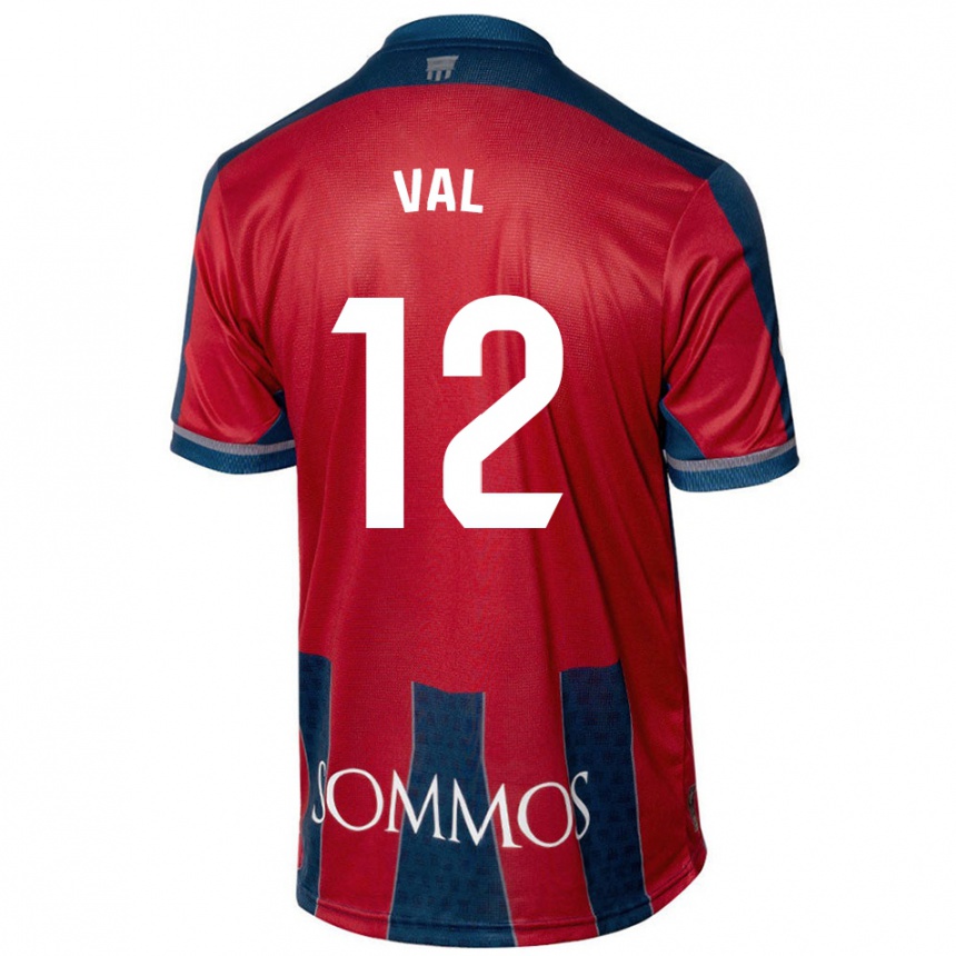 Niño Fútbol Camiseta Ángel Val #12 Rojo Azul 1ª Equipación 2024/25