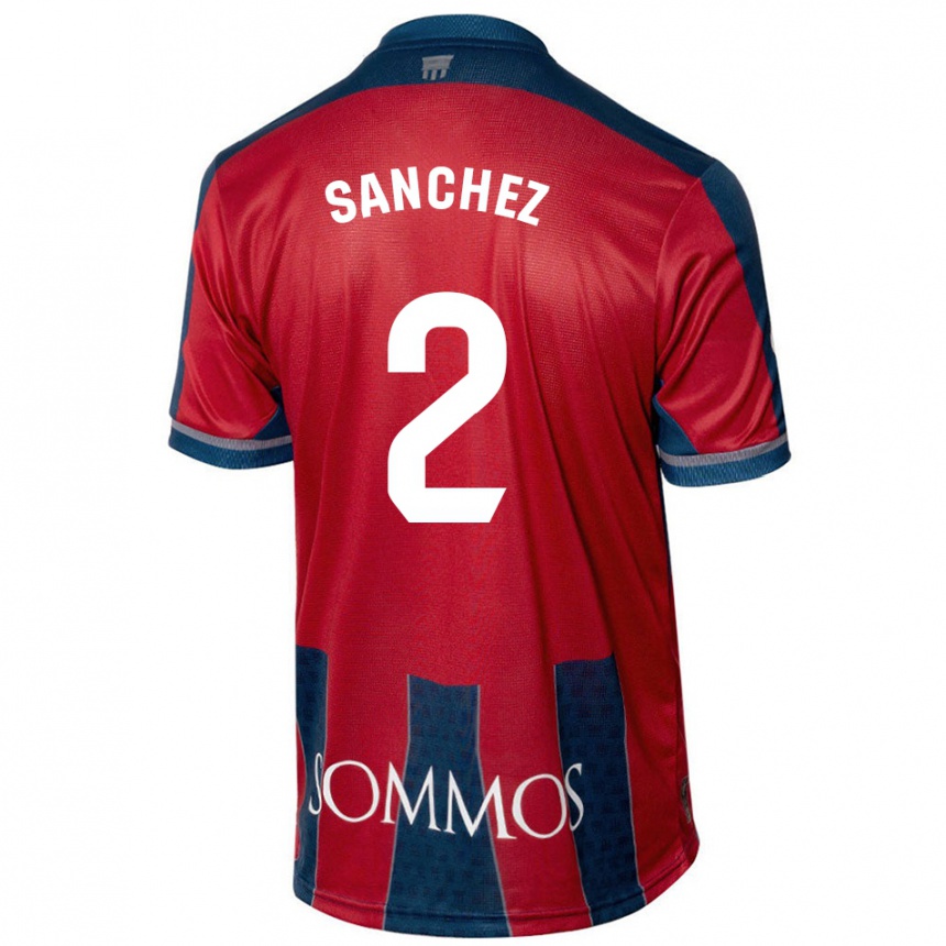 Niño Fútbol Camiseta Paz Sánchez #2 Rojo Azul 1ª Equipación 2024/25